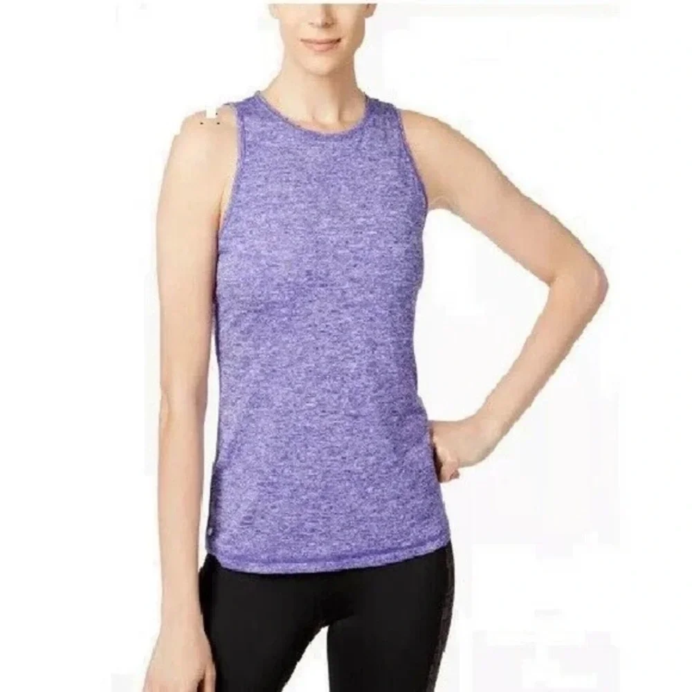NEW Ideology Heathered Purple Tank Top Keyhole Back